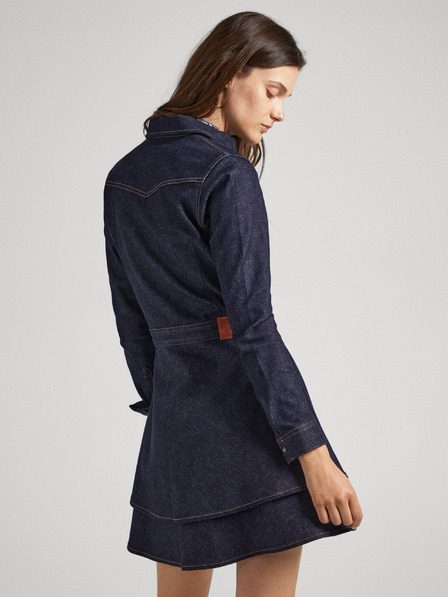 Pepe Jeans Temno modra ženska kratka obleka iz džinsa Pepe Jeans CASSIA