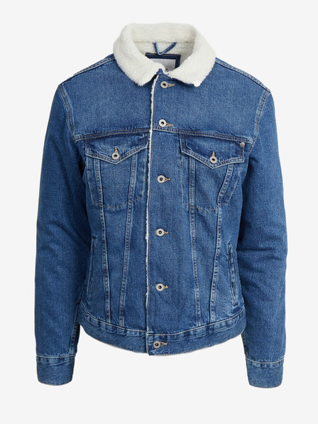 Pepe Jeans Modra moška jeans jakna z umetnim krznom Pepe Jeans Pinner DLX