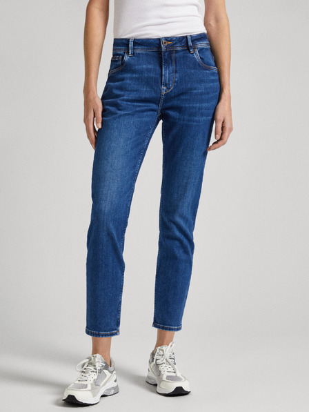 Pepe Jeans Modre ženske kavbojke ravnega kroja Pepe Jeans
