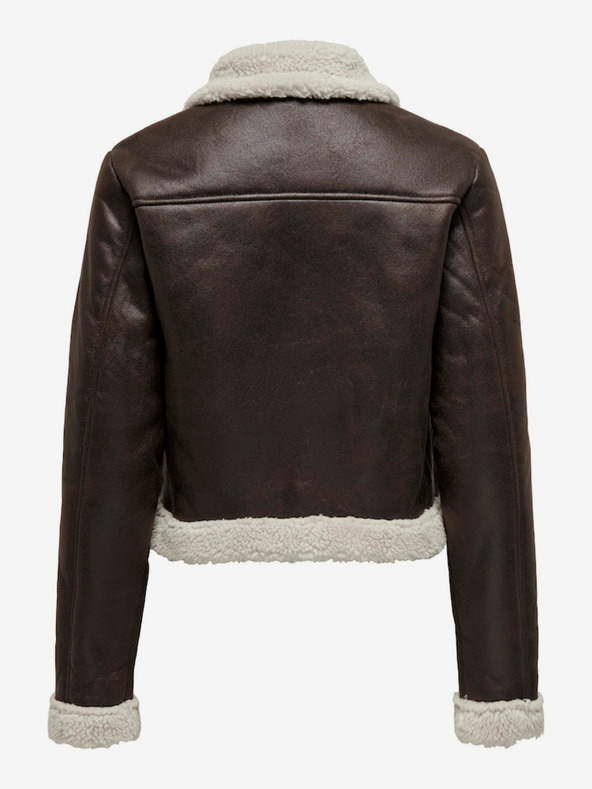 ONLY Temno rjava ženska jakna iz umetnega krzna ONLY Betty