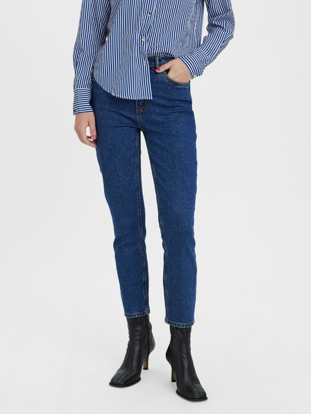 Vero Moda Temno modre ženske kavbojke ravnega kroja VERO MODA Brenda