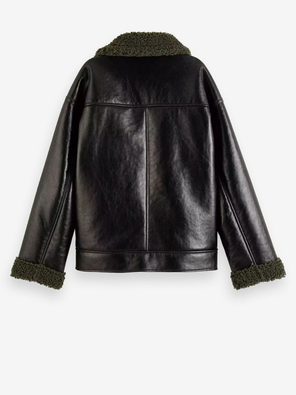 Scotch & Soda Črna ženska zimska jakna iz umetnega krzna Scotch & Soda