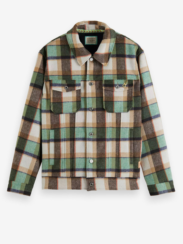 Scotch & Soda Rjava in zelena moška srajčna jakna iz volnene mešanice Scotch & Soda