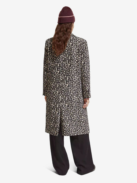 Scotch & Soda Ženski rjavi zimski plašč z leopardjim vzorcem Scotch & Soda