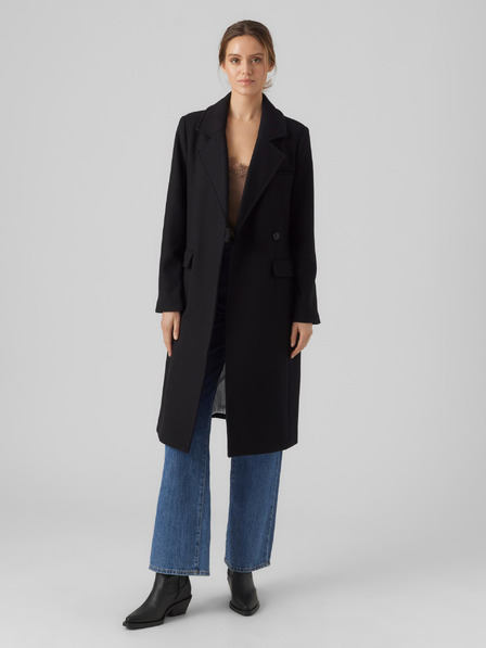 Vero Moda Črn ženski plašč iz volnene mešanice VERO MODA Reno