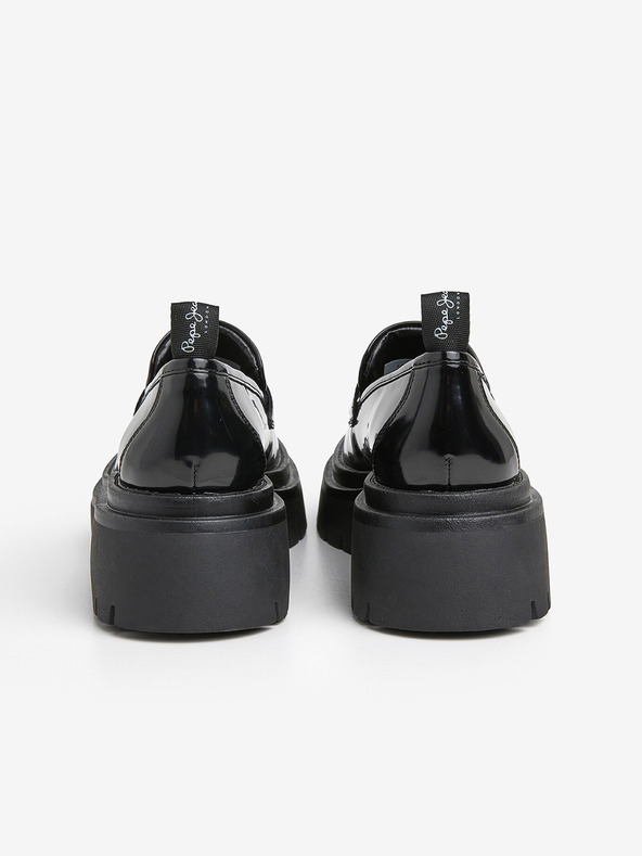 Pepe Jeans Črne ženske svetleče mokasine Pepe Jeans Queen Oxford