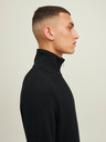 Jack & Jones Črn moški pulover Jack & Jones Perfect z rebrasto zadrgo