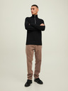 Jack & Jones Črn moški pulover Jack & Jones Perfect z rebrasto zadrgo