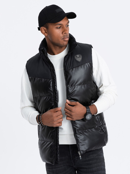 Ombre Clothing Črn moški prešiti telovnik Ombre Clothing
