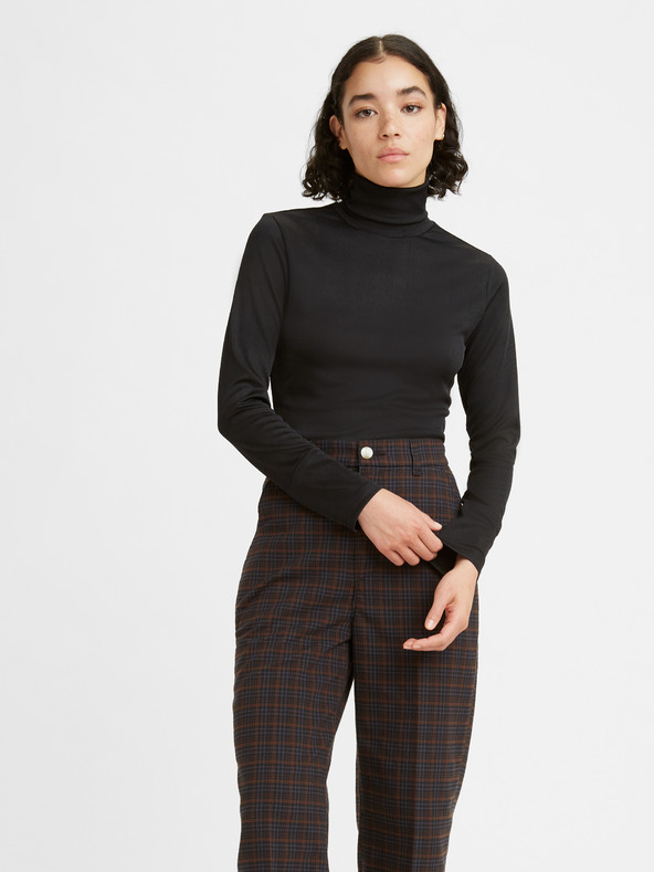 Levi's® Črna ženska majica z rebrastim rolojem Levi's® Oriel