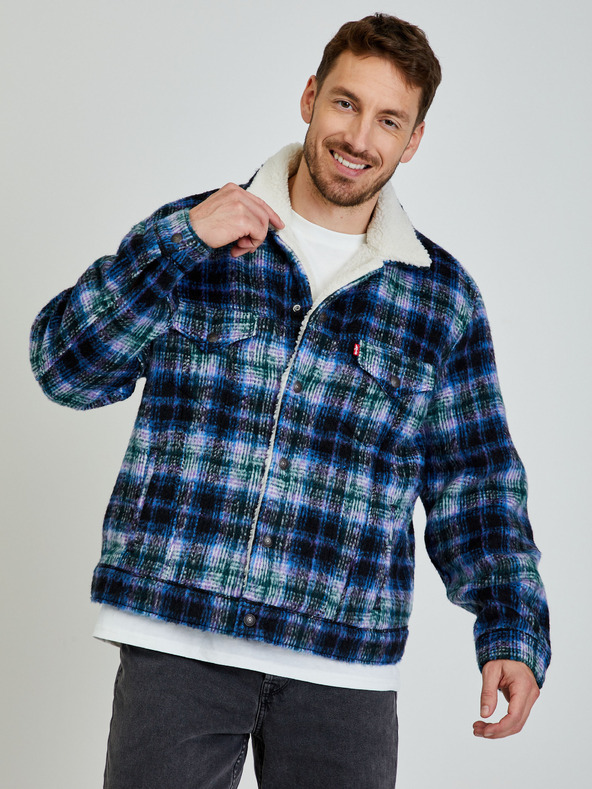 Levi's® Modra moška kockasta srajca Levi's® iz volnene mešanice
