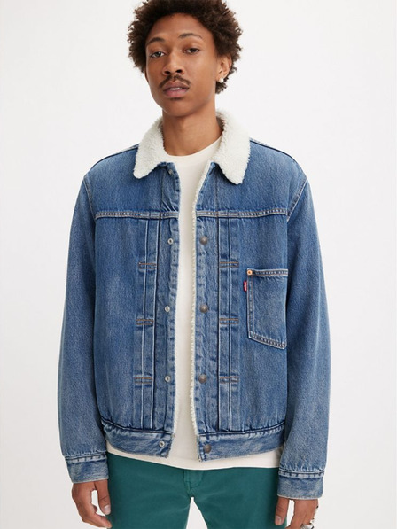 Levi's® Modra moška jakna Levi's® Type 1 Sherpa Trucker Fall Bre Denim Jacket