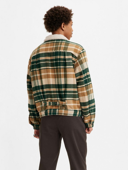 Levi's® Zelena in rjava moška karirasta jakna iz volnene mešanice Levi's® Type 1 Sherpa Trucker