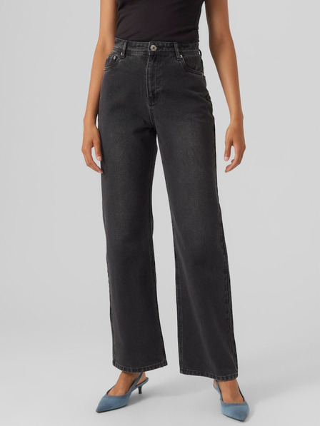 Vero Moda Črne ženske široke kavbojke Vero Moda Rachel