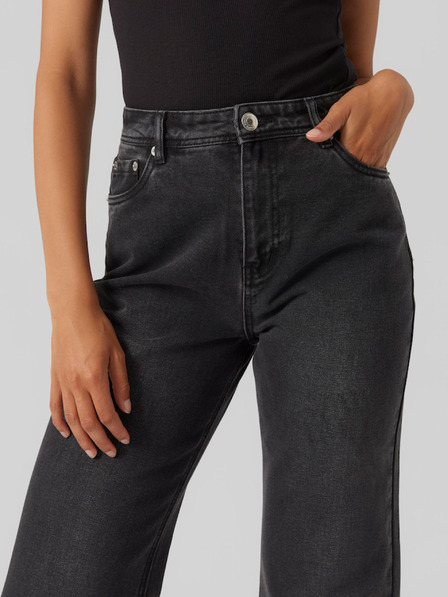 Vero Moda Črne ženske široke kavbojke Vero Moda Rachel