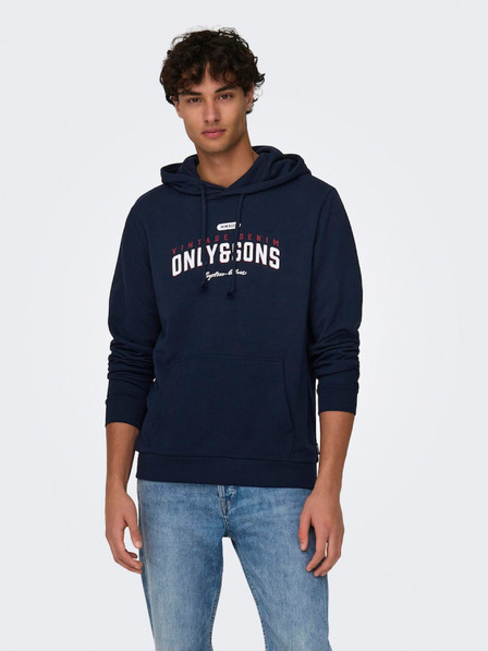 ONLY & SONS Temno modra moška majica s kapuco ONLY & SONS Lenny