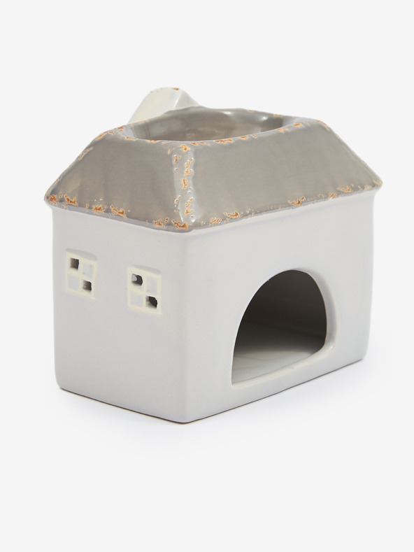 SIFCON Rjavo-siva keramična aromaterapevtska svetilka v obliki hiške 13x12 SIFCON