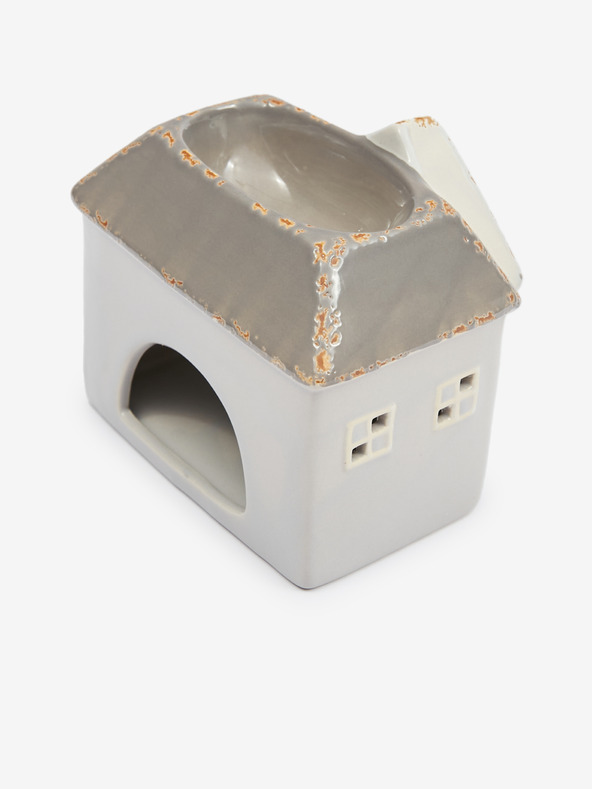 SIFCON Rjavo-siva keramična aromaterapevtska svetilka v obliki hiške 13x12 SIFCON