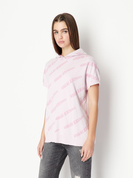 Armani Exchange Svetlo roza ženska vzorčasta majica s kratkimi rokavi Armani Exchange