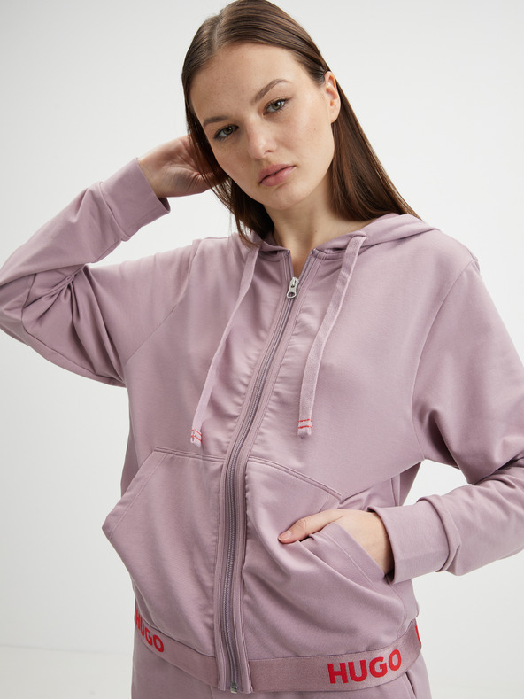 HUGO Starorožnata ženska jopa s kapuco na zadrgo HUGO