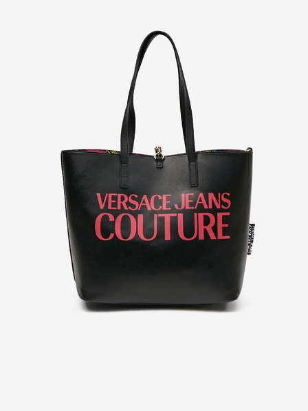 Versace Jeans Couture Črno-rožnata ženska vzorčasta obojestranska nakupovalna torba Versace Jeans Couture
