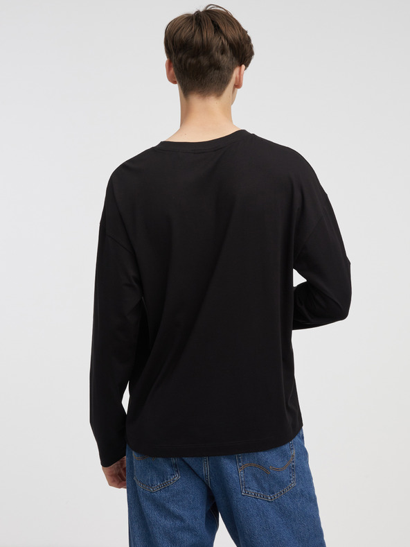HUGO Črna moška majica z dolgimi rokavi HUGO