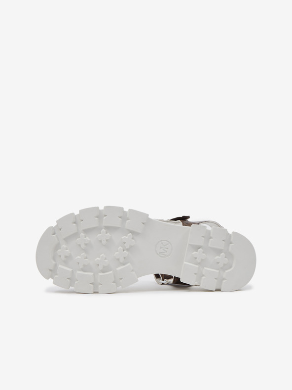 Michael Kors Beli in rjavi Michael Kors Ridley ženski sandali z vzorcem