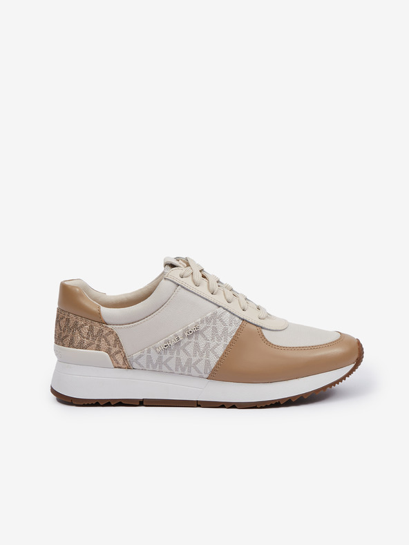 Michael Kors Rjave in bež ženske superge z usnjenimi detajli Michael Kors Allie Trainer