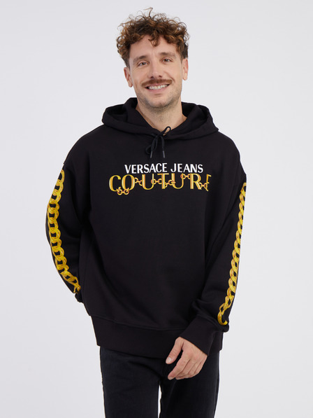 Versace Jeans Couture Črna moška majica s kapuco Versace Jeans Couture