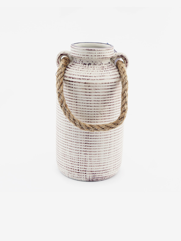 SIFCON Mala keramična vaza z ročajem iz vrvi SIFCON