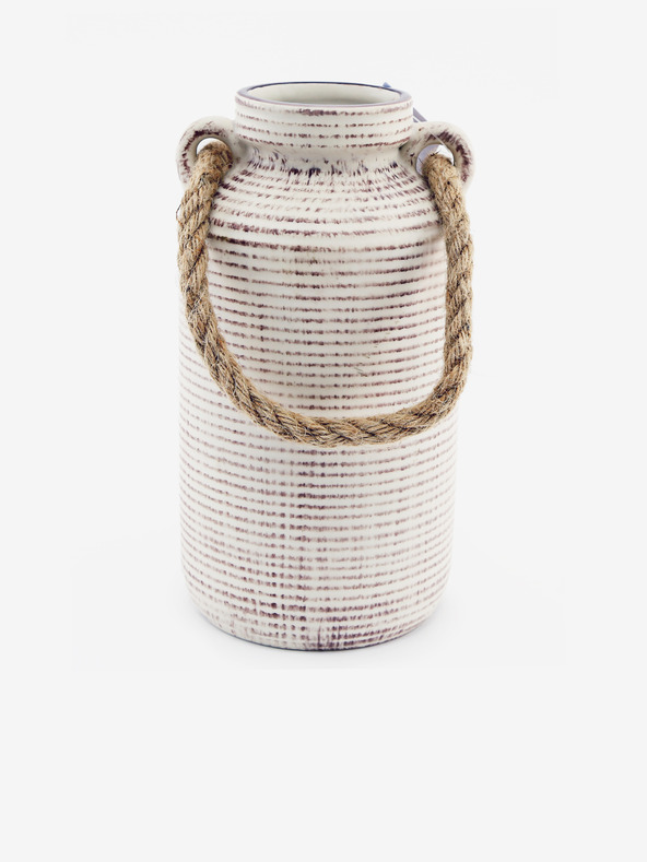SIFCON Vaza iz kamenine z ročajem iz vrvi 26x13cm SIFCON