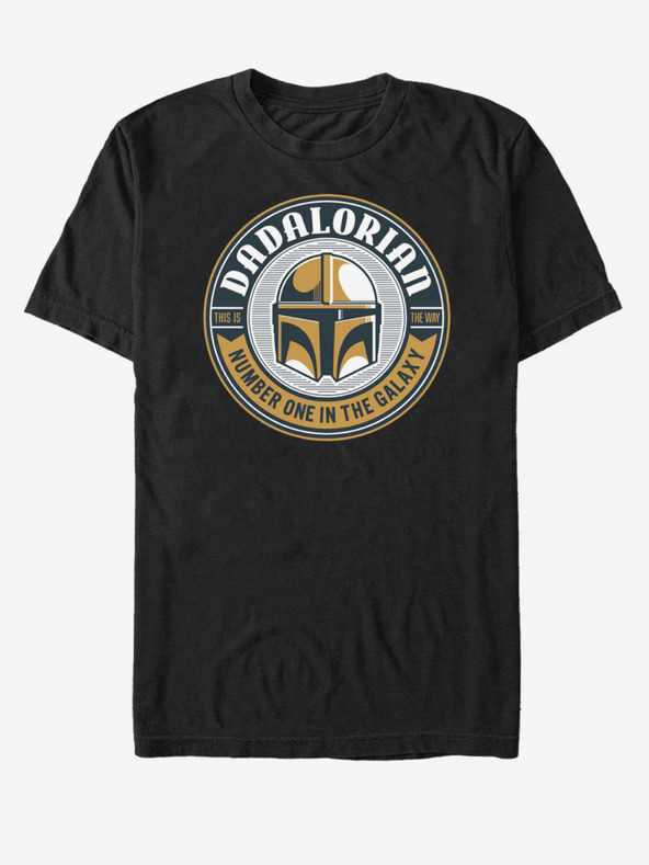 ZOOT.Fan Črna unisex majica ZOOT.Fan Star Wars Mando Pokalna nalepka