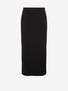 Pieces Črno rebrasto midi krilo z razporkom Pieces Kylie