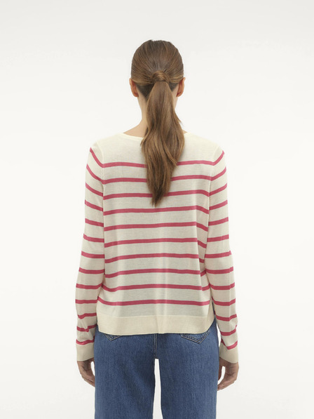 Vero Moda Roza in krem ženski črtasti pulover Vero Moda Nova