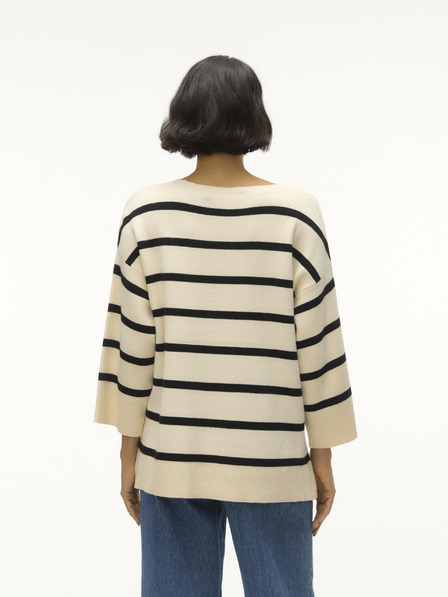 Vero Moda Črno-kremast ženski črtast pulover Vero Moda Saba