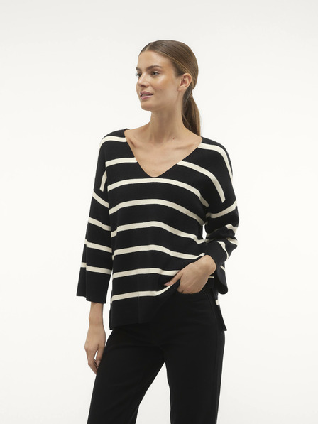 Vero Moda Črno-beli ženski črtasti pulover Vero Moda Saba