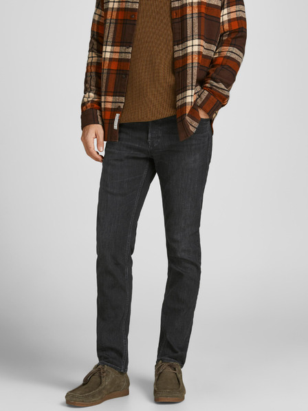 Jack & Jones Črne moške kavbojke ravnega kroja Jack & Jones Mike