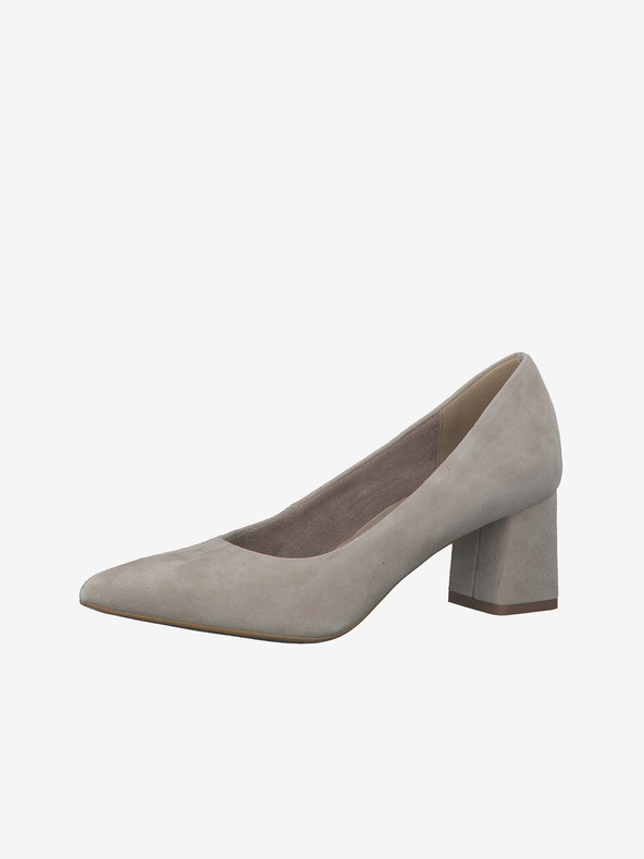 Tamaris Bež ženske črpalke iz semiša z nizko peto Tamaris