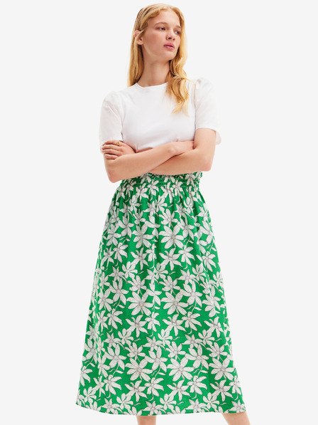Desigual Belo-zelena cvetlična midi obleka Desigual Marlon