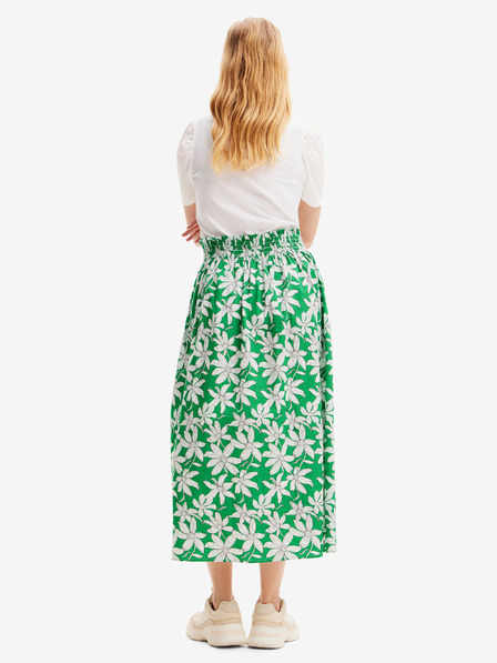 Desigual Belo-zelena cvetlična midi obleka Desigual Marlon