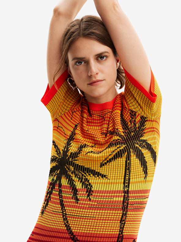 Desigual Rumena in oranžna ženska obleka Desigual Bipalmeri
