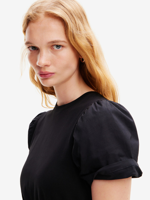 Desigual Desigual Marlon belo-črna ženska cvetlična midi obleka