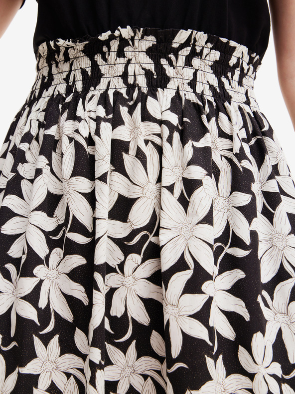 Desigual Desigual Marlon belo-črna ženska cvetlična midi obleka