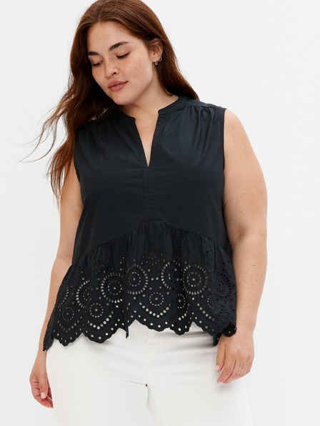 GAP Bombažen peplum crop top z čipko GAP