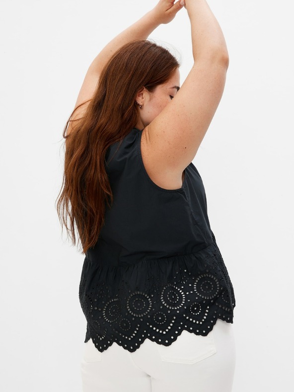GAP Bombažen peplum crop top z čipko GAP