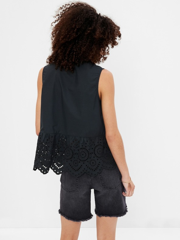 GAP Bombažen peplum crop top z čipko GAP