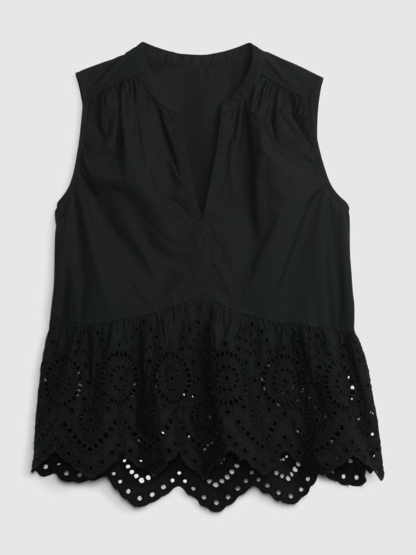 GAP Bombažen peplum crop top z čipko GAP