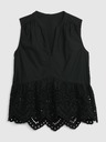 GAP Bombažen peplum crop top z čipko GAP