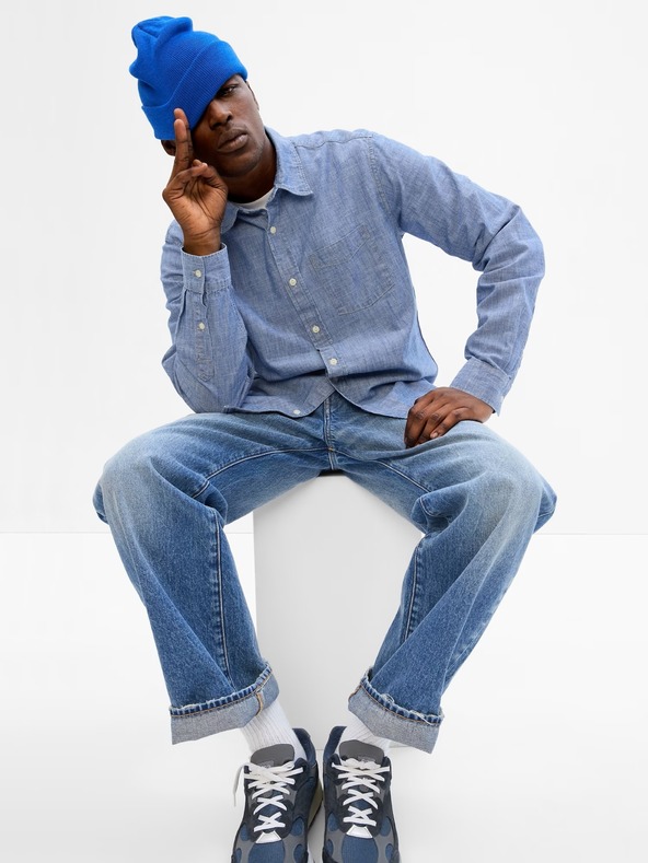 GAP Chambray srajca z dolgimi rokavi GAP