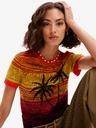 Desigual Rumena in oranžna ženska pletena majica Desigual Dubai